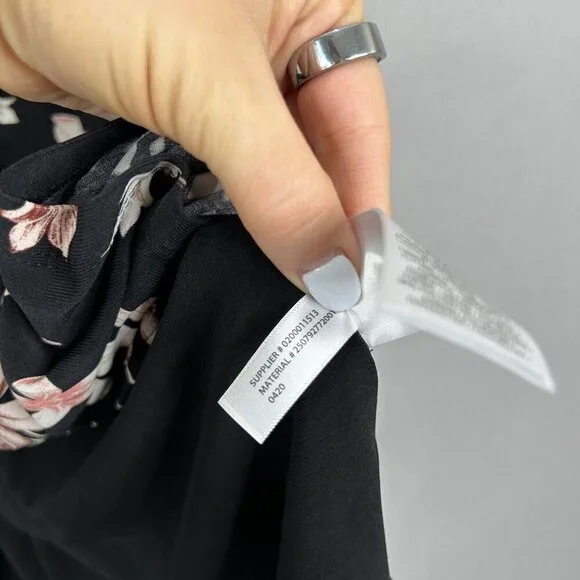 Lauren Ralph Lauren Womens Dress 8 Black Floral Midi Jersey Knot Mock Wrap Work - Picture 12 of 15